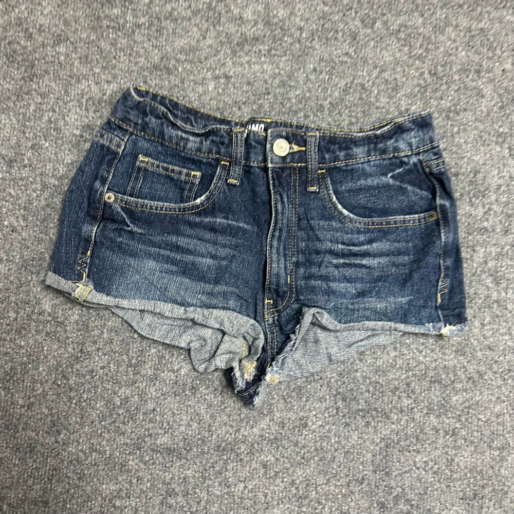 MIMO Denim Shorts Womens Size 7 Dark Wash High Rise Raw Hem Cotton Jean Shorts